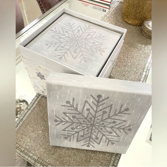 Silver Snowflakes Nested Boxes, 2 Piece Set - Picture 2 of 7